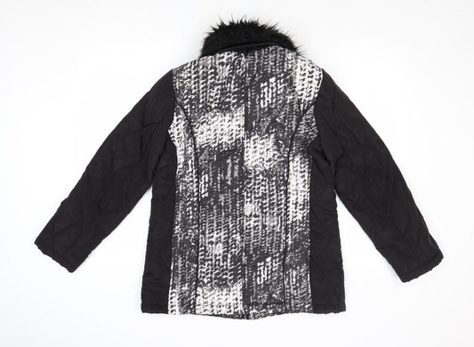 Anna Rose Womens Black Geometric Jacket Size S Zip
