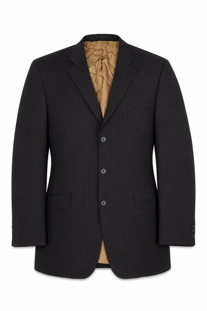 Marks and Spencer Mens Black Striped Polyester Jacket Suit Jacket Size 40 Regular