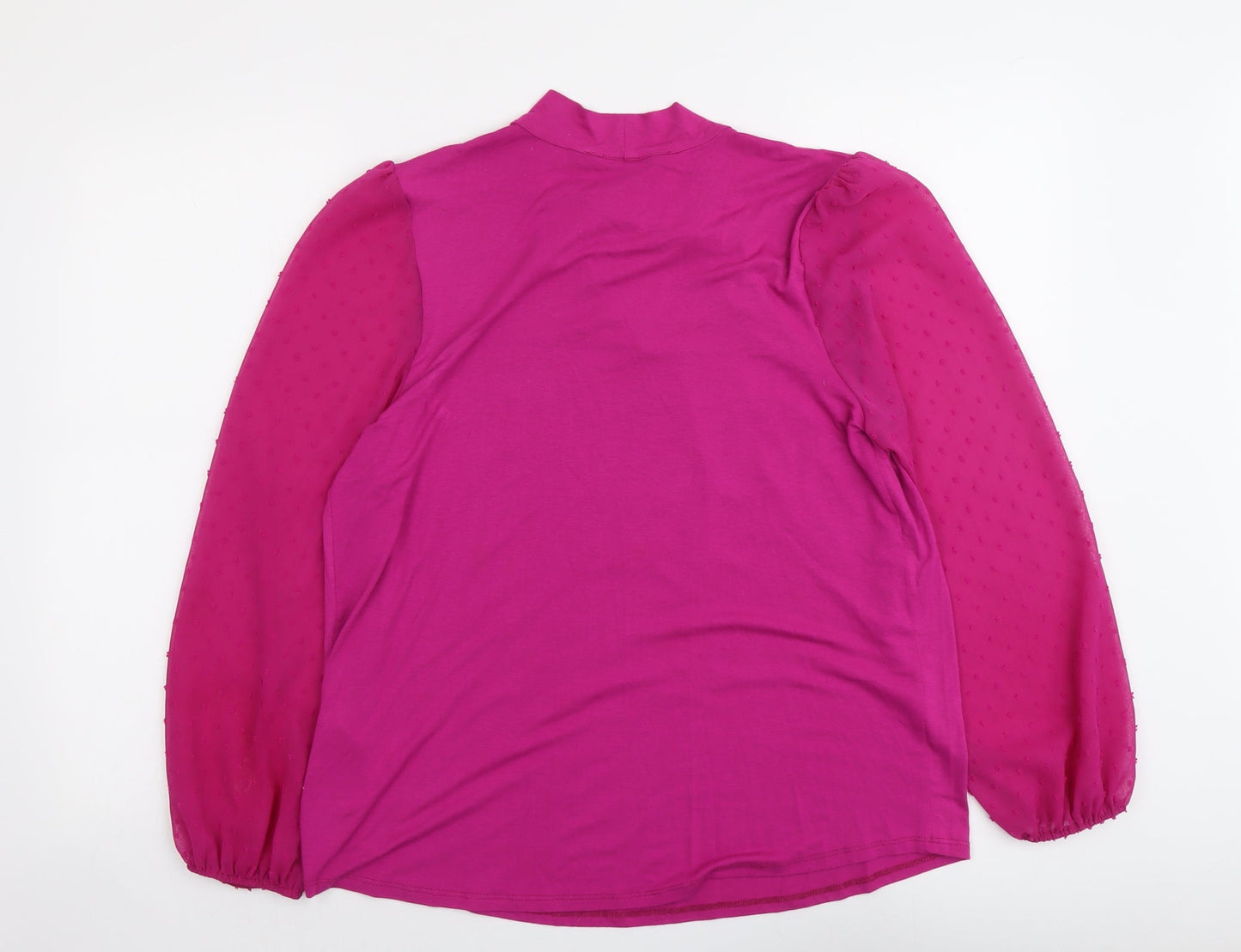 Bonmarché Womens Pink Viscose Basic Blouse Size 12 Round Neck