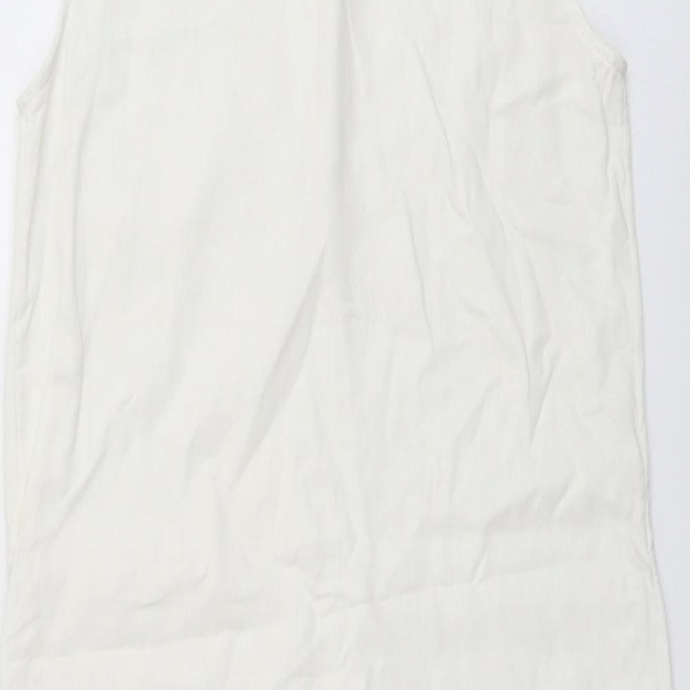 Marks and Spencer Womens Ivory Cotton A-Line Size 8 Round Neck Pullover