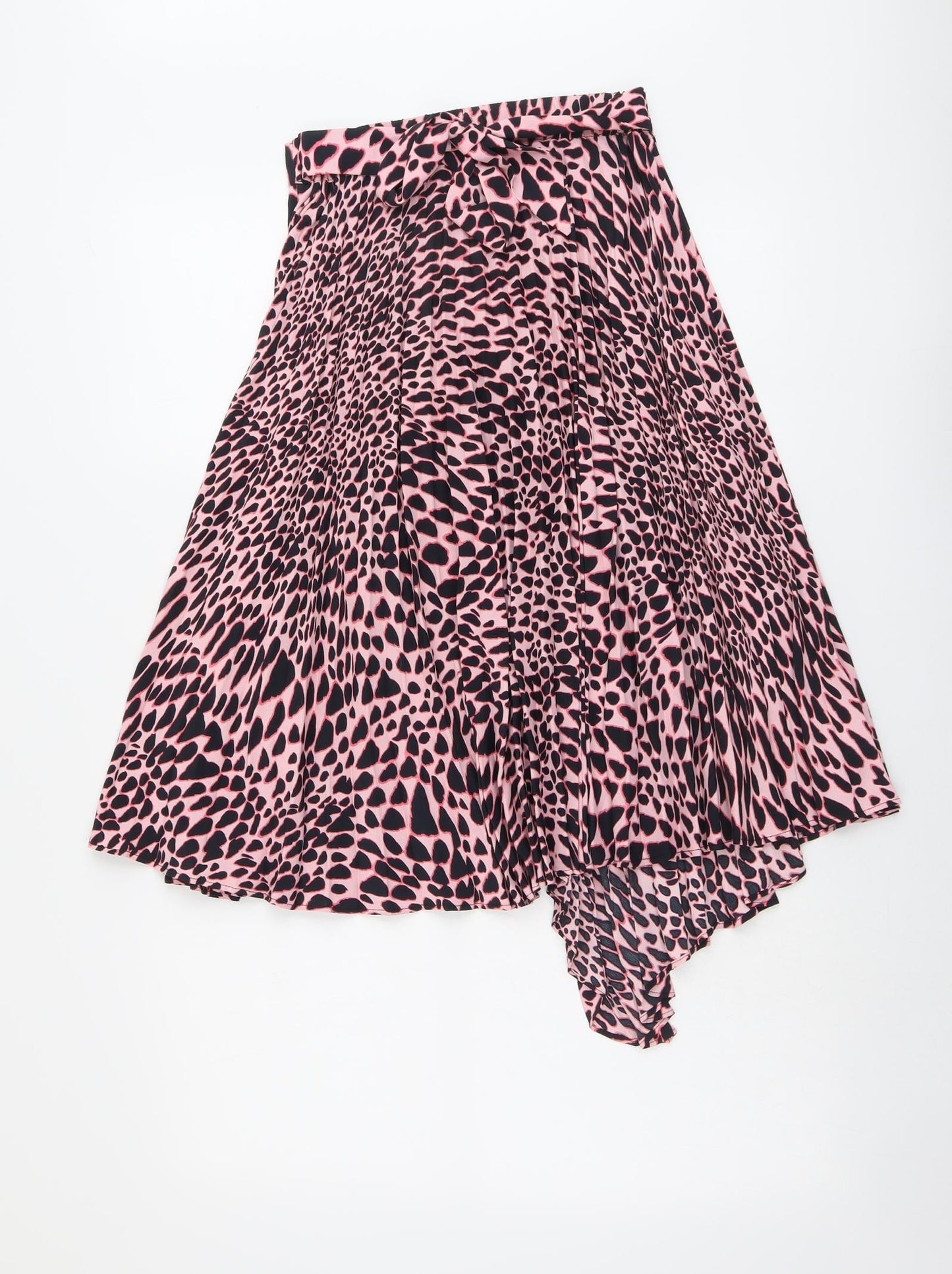 Topshop Womens Pink Geometric Polyester Pleated Skirt Size 4