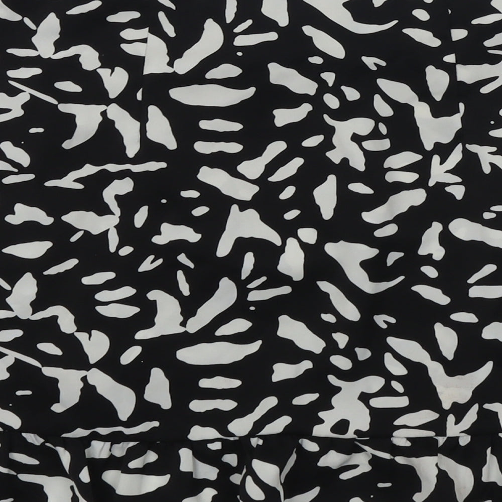 Brave Soul Womens Black Geometric Polyester Skater Skirt Size M Zip