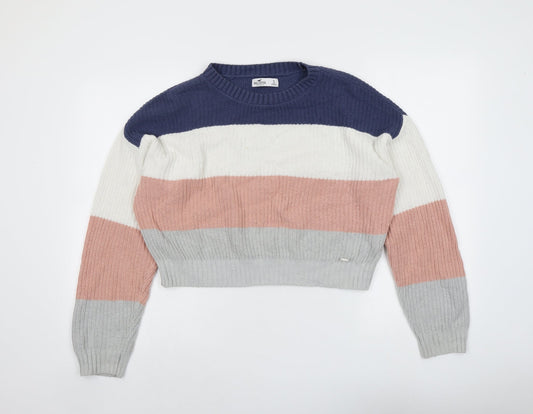 Hollister Womens Multicoloured Round Neck Striped Cotton Pullover Jumper Size S