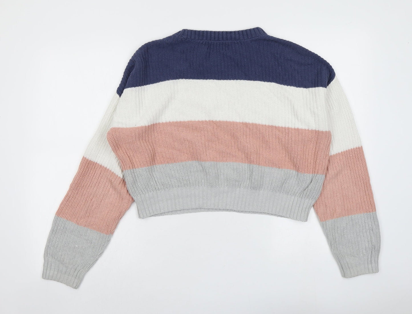 Hollister Womens Multicoloured Round Neck Striped Cotton Pullover Jumper Size S