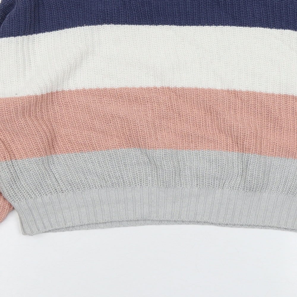 Hollister Womens Multicoloured Round Neck Striped Cotton Pullover Jumper Size S