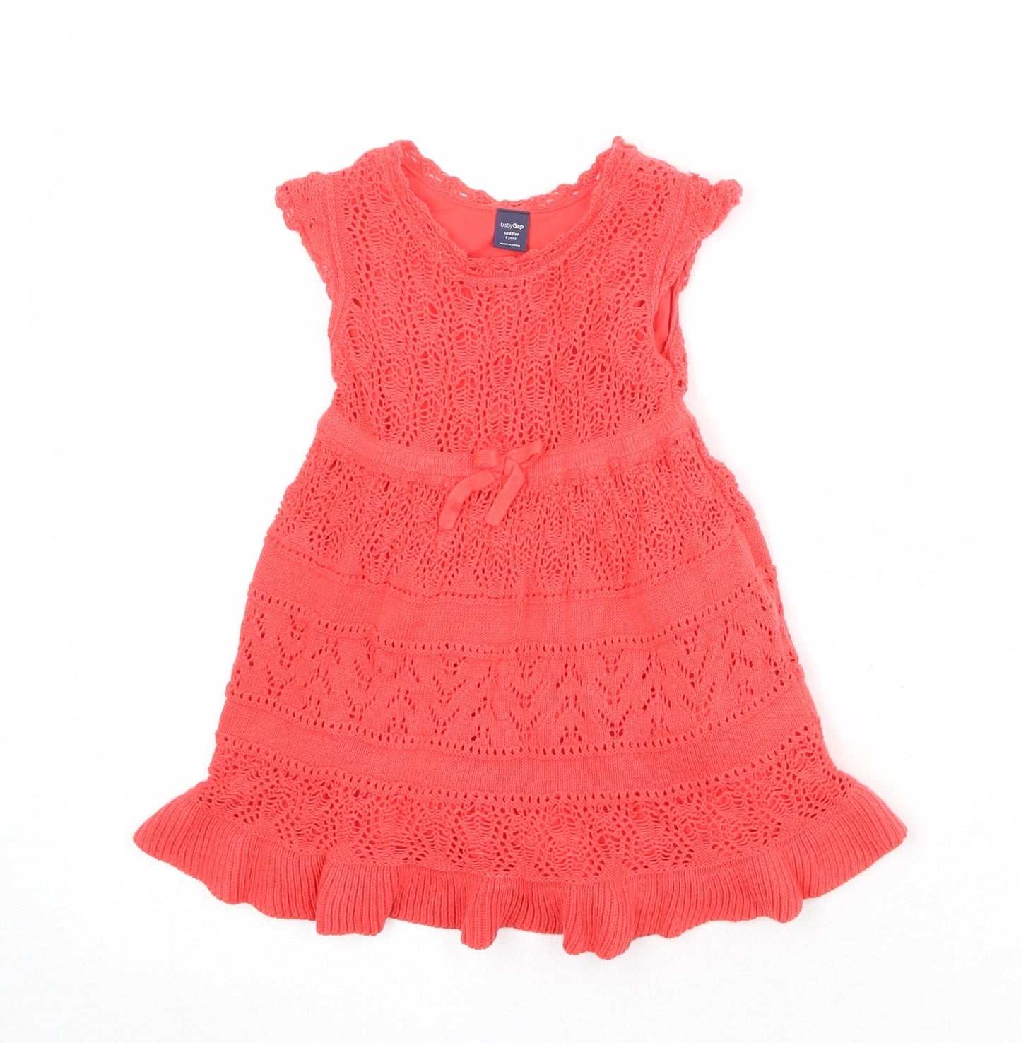 Gap Girls Red 100% Cotton Fit & Flare Size 2 Years Boat Neck Pullover