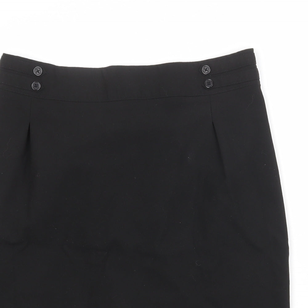 John Lewis Womens Black Polyester A-Line Skirt Size 32 in Zip