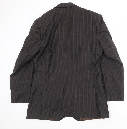 Karl Jackson Mens Brown Striped Wool Jacket Suit Jacket Size 38 Regular