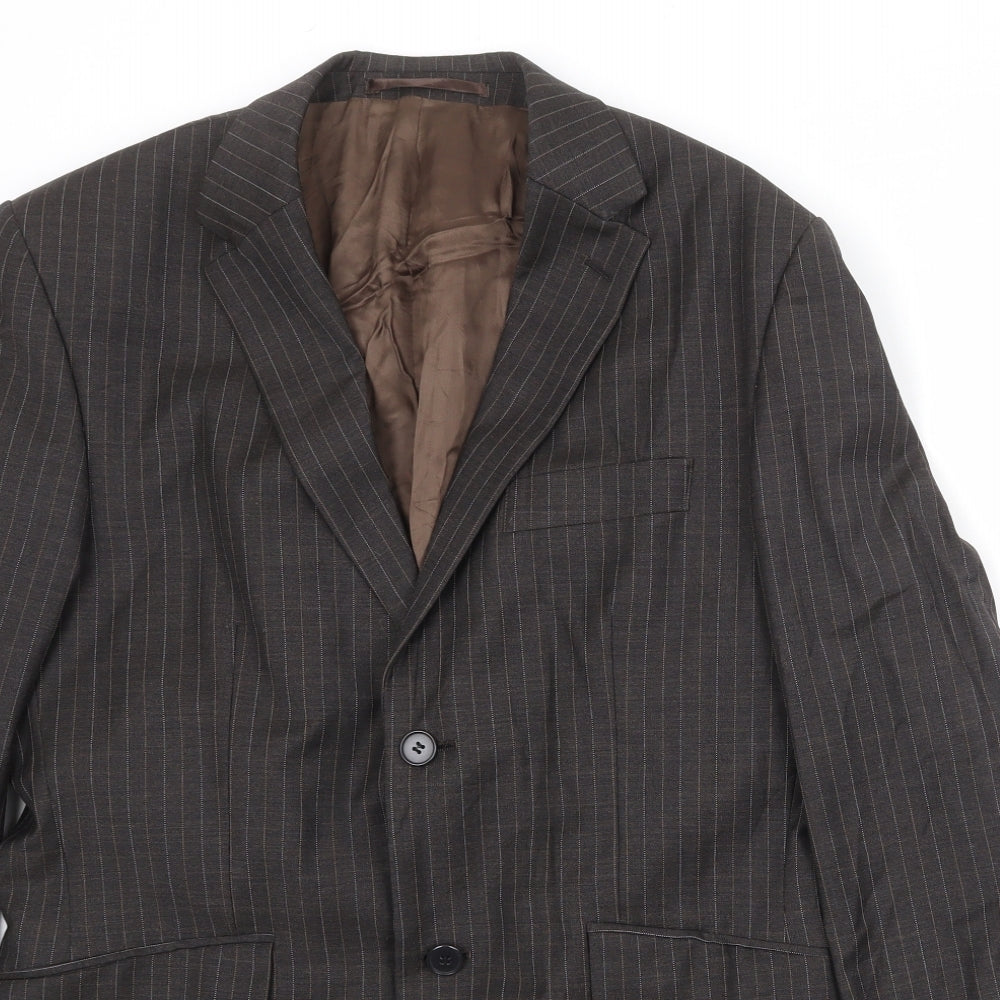 Karl Jackson Mens Brown Striped Wool Jacket Suit Jacket Size 38 Regular