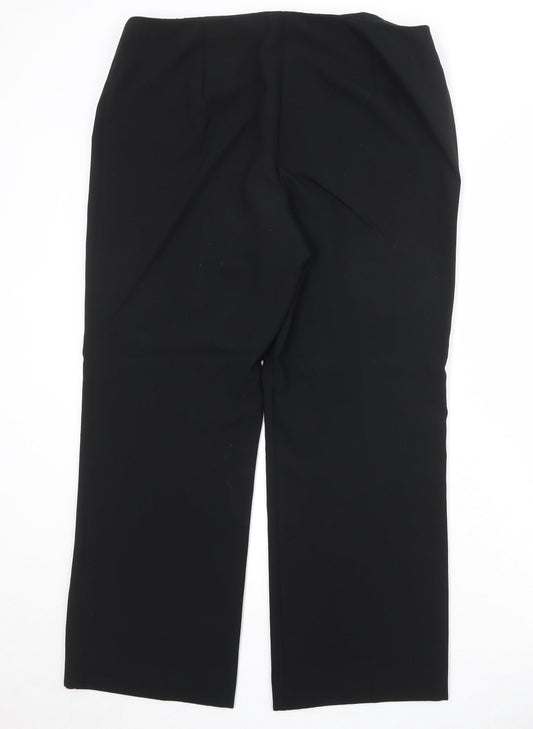 Marks and Spencer Womens Black Polyester Trousers Size 16 Regular Zip