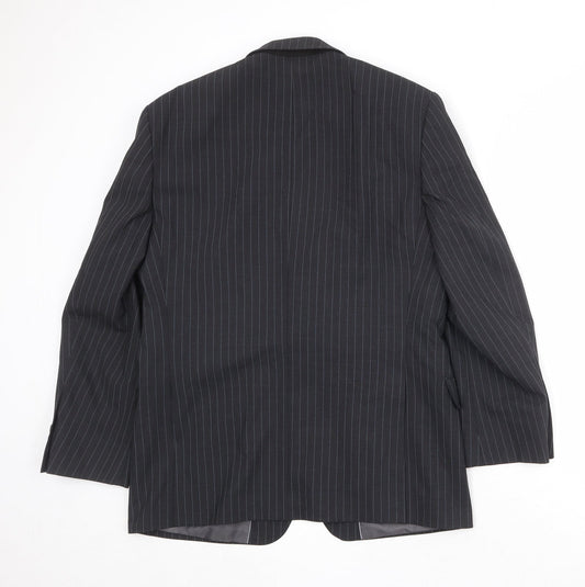 Marks and Spencer Mens Black Striped Polyester Jacket Suit Jacket Size 40 Regular