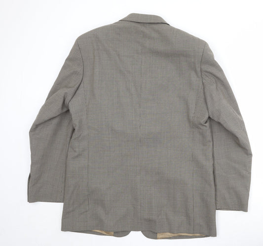 Brook Taverner Mens Beige Geometric Wool Jacket Suit Jacket Size 42 Regular