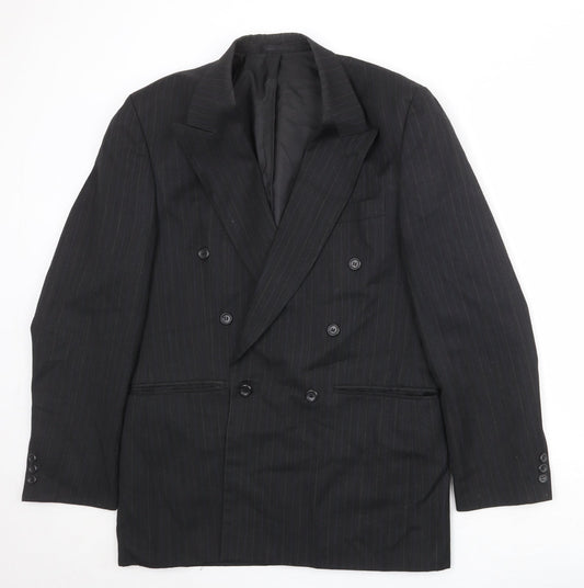 Burton Mens Black Striped Polyester Jacket Suit Jacket Size 40 Regular