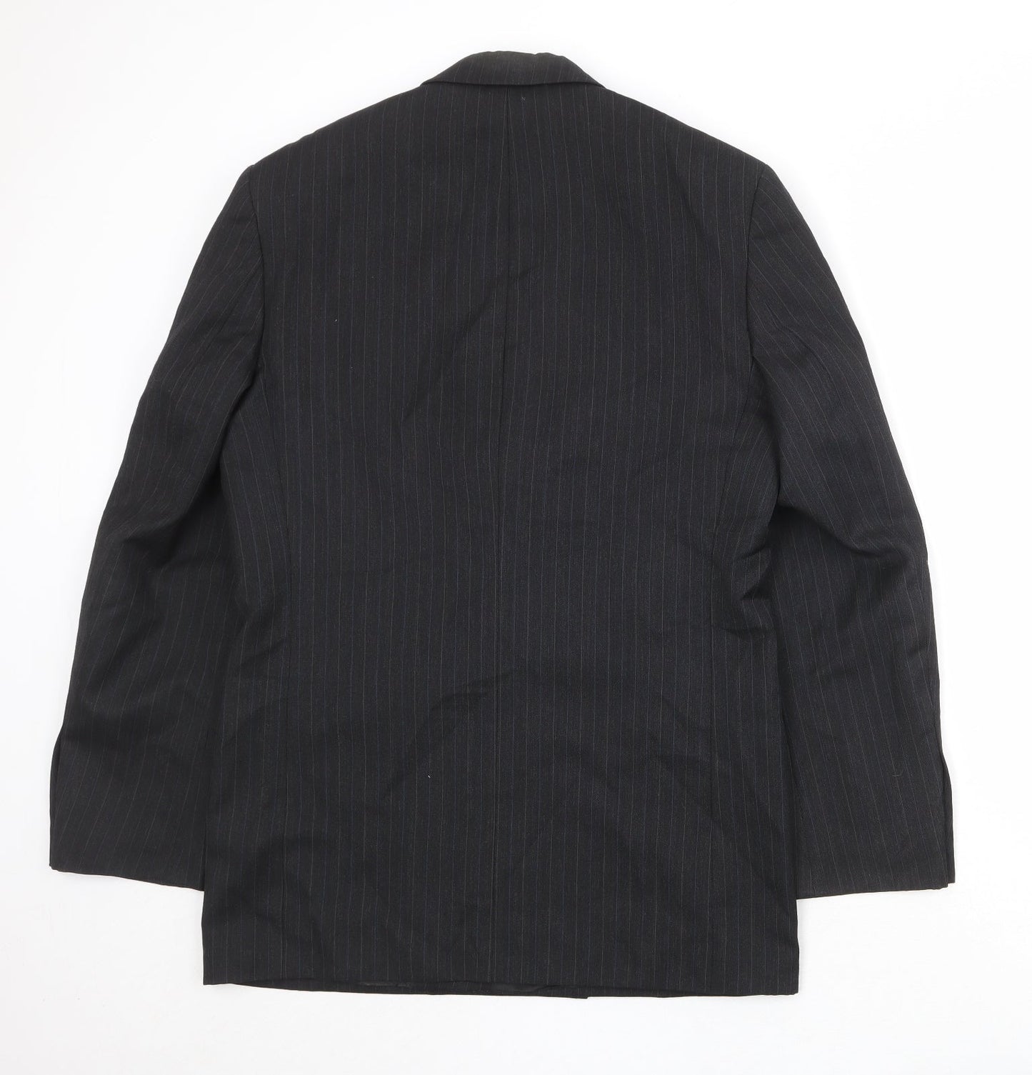 Burton Mens Black Striped Polyester Jacket Suit Jacket Size 40 Regular