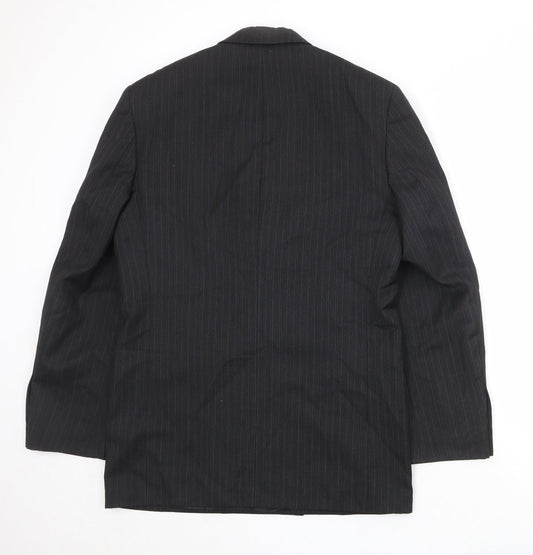 Burton Mens Black Striped Polyester Jacket Suit Jacket Size 40 Regular