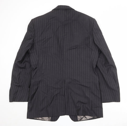 Marks and Spencer Mens Black Striped Wool Jacket Suit Jacket Size 40 Regular