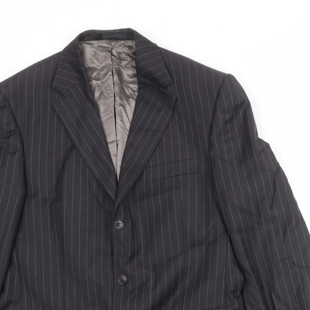 Marks and Spencer Mens Black Striped Wool Jacket Suit Jacket Size 40 Regular