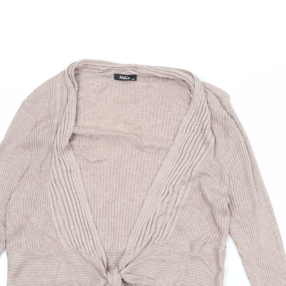 M&Co Womens Beige V-Neck Viscose Cardigan Jumper Size 2XL