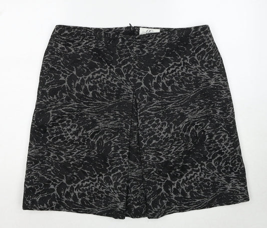 Country Casuals Womens Black Geometric Polyester A-Line Skirt Size 36 in Zip