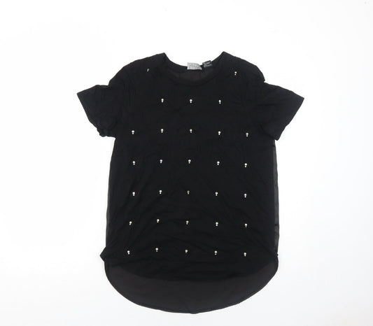 Kersh Womens Black Polyester Basic T-Shirt Size M Round Neck