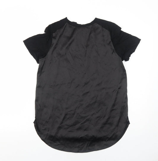 Kersh Womens Black Polyester Basic T-Shirt Size M Round Neck