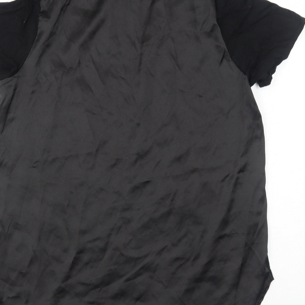 Kersh Womens Black Polyester Basic T-Shirt Size M Round Neck