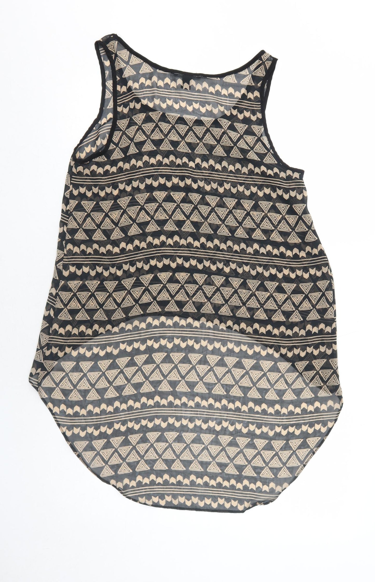FOREVER 21 Womens Black Geometric Polyester Basic Tank Size S Round Neck