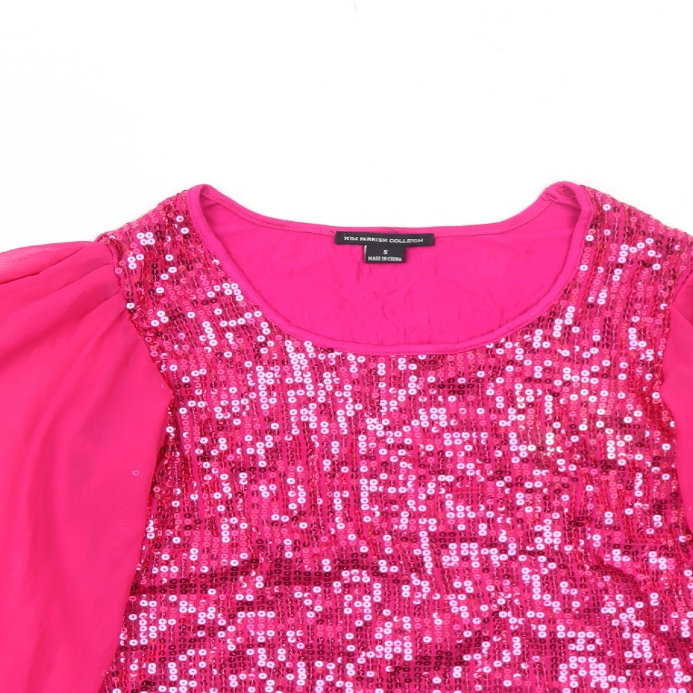 Kim Parrish Womens Pink Viscose Basic Blouse Size S Round Neck