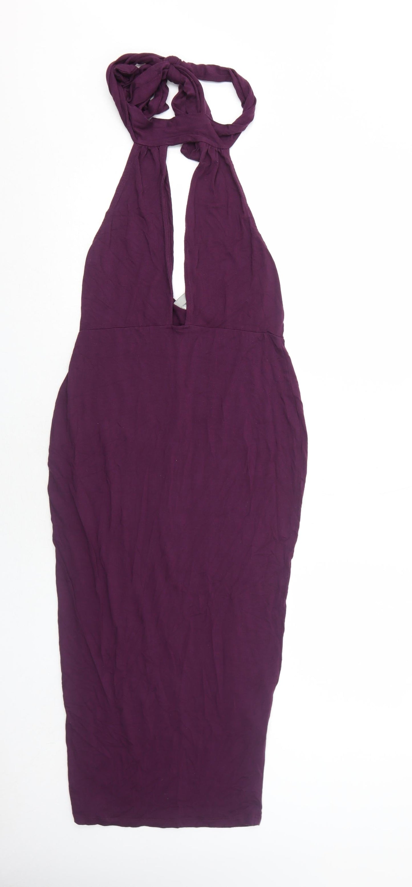 ASOS Womens Purple Viscose Bodycon Size 10 Halter Tie