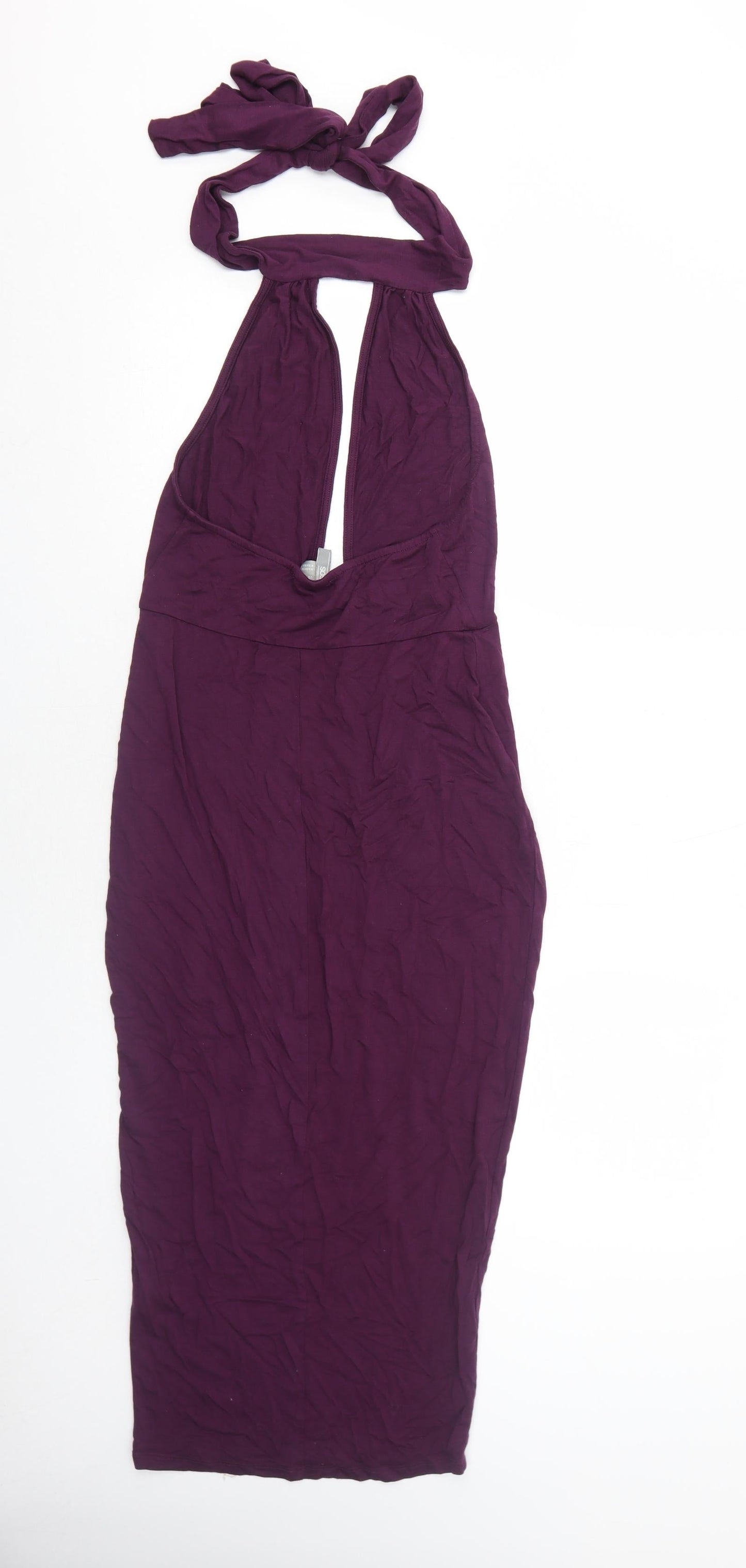 ASOS Womens Purple Viscose Bodycon Size 10 Halter Tie