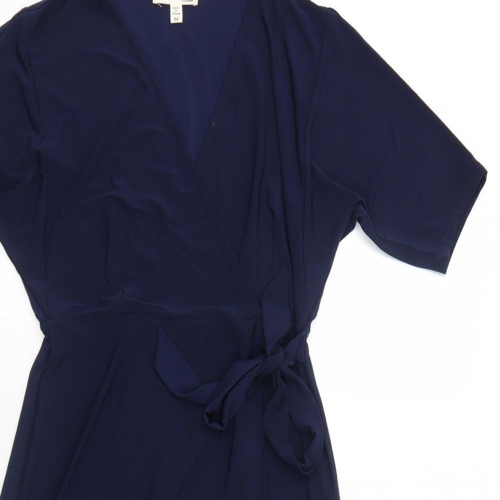 Monteau Womens Blue Polyester Trapeze & Swing Size M V-Neck Pullover