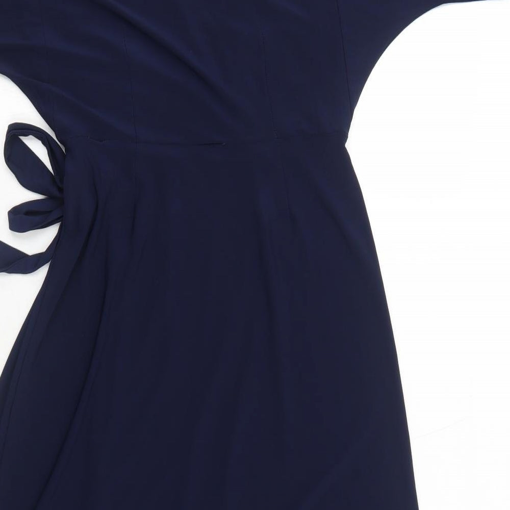 Monteau Womens Blue Polyester Trapeze & Swing Size M V-Neck Pullover