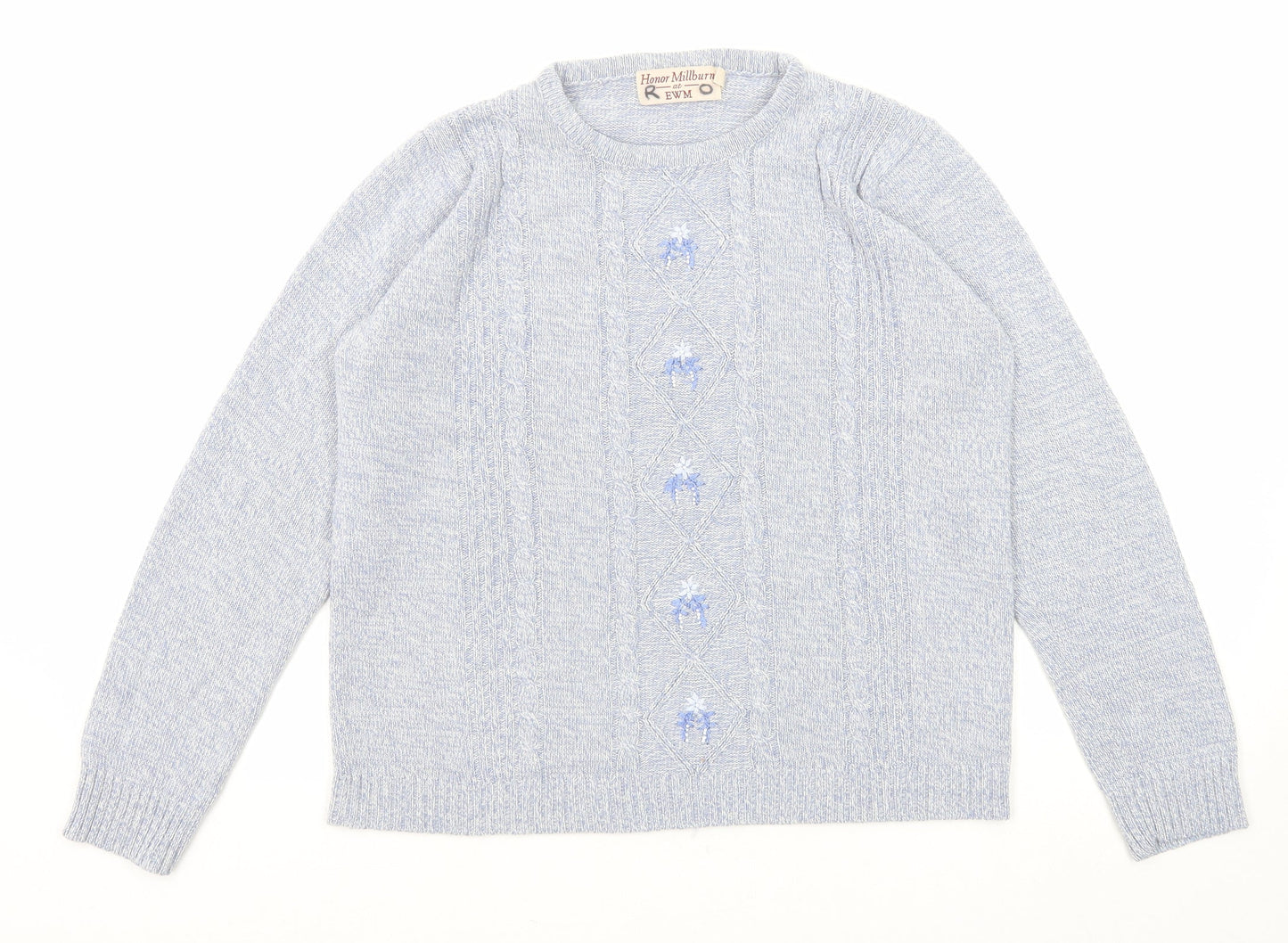 EWM Womens Blue Round Neck Acrylic Pullover Jumper Size 14 - Size 14-16