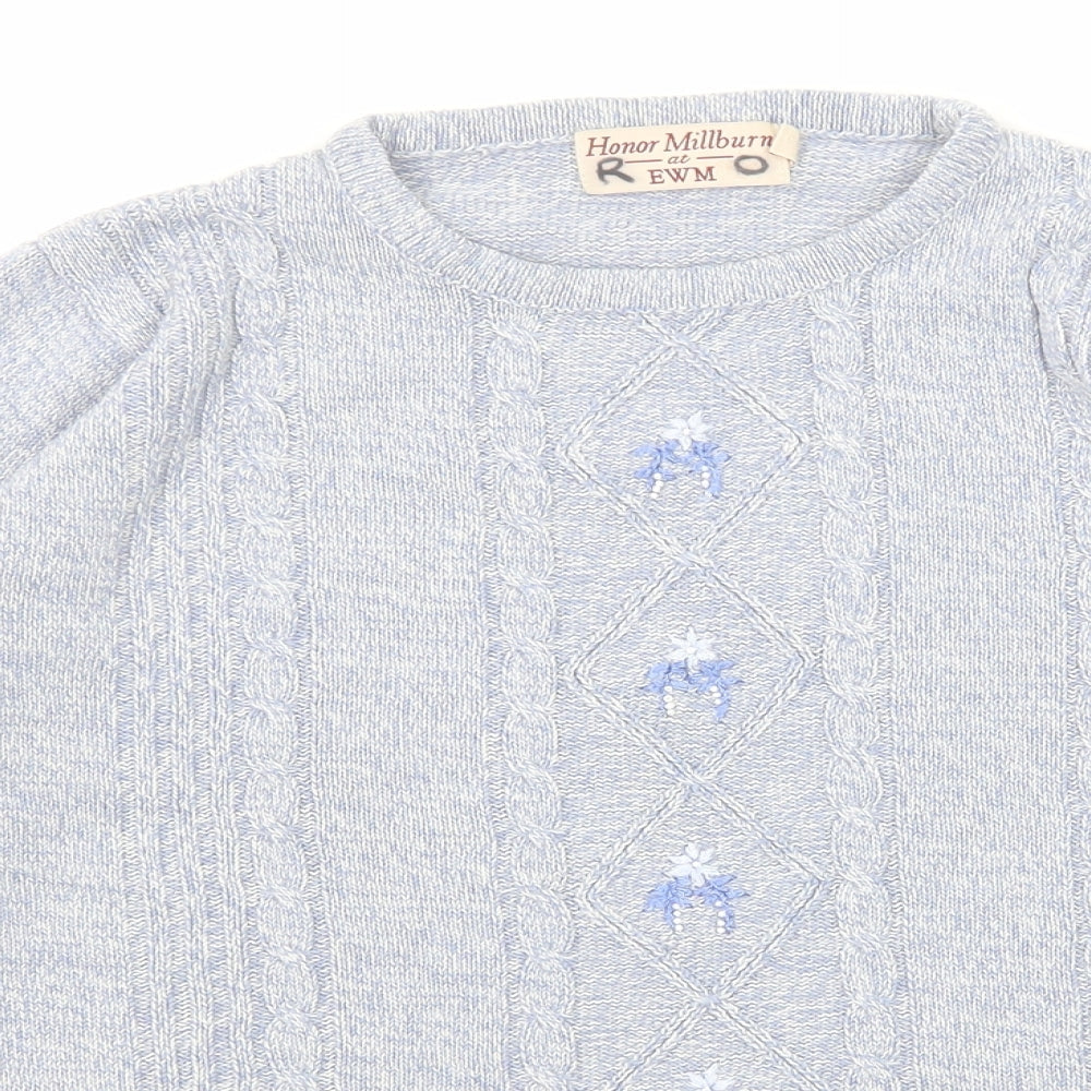 EWM Womens Blue Round Neck Acrylic Pullover Jumper Size 14 - Size 14-16