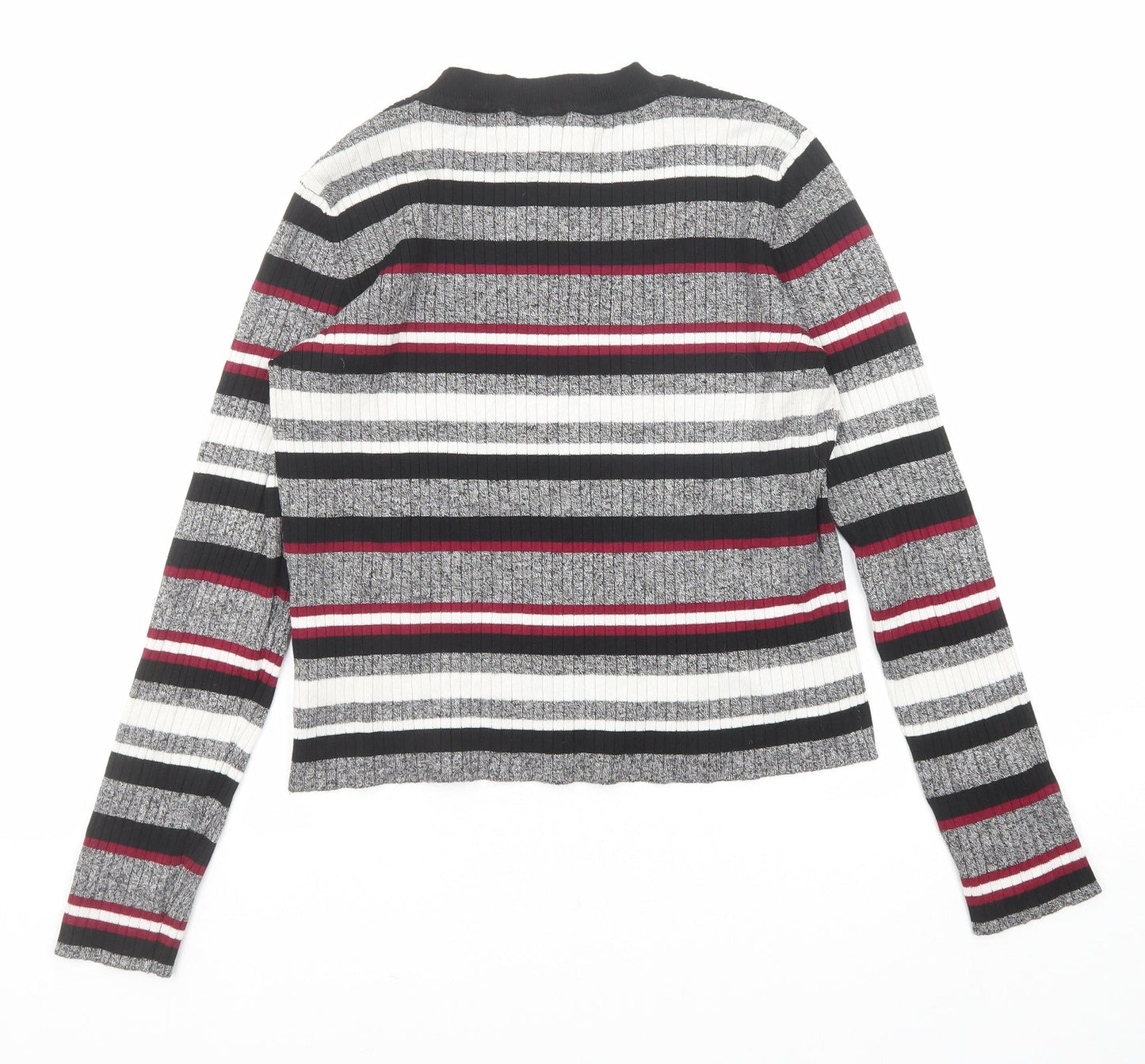 Divided by H&M Womens Multicoloured Round Neck Striped Viscose Pullover Jumper Size M