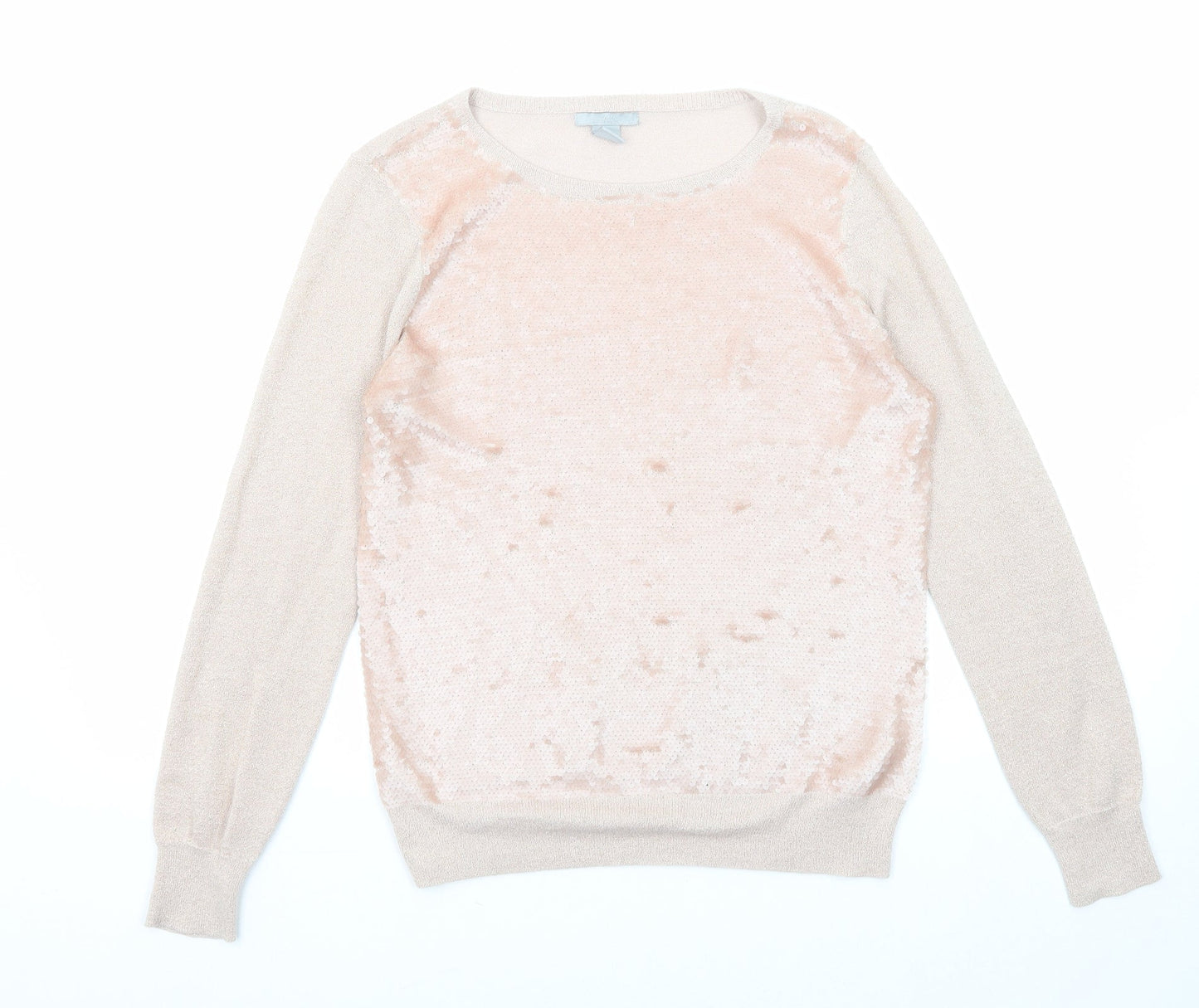 H&M Womens Pink Round Neck Viscose Pullover Jumper Size M
