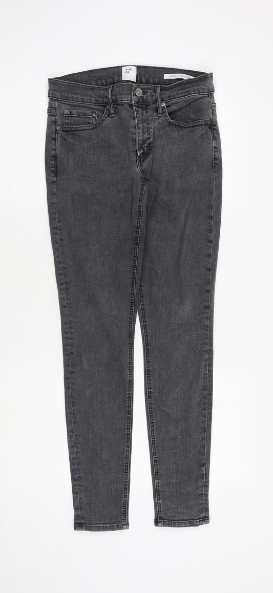 And/Or Womens Grey Cotton Skinny Jeans Size 28 in Extra-Slim Zip