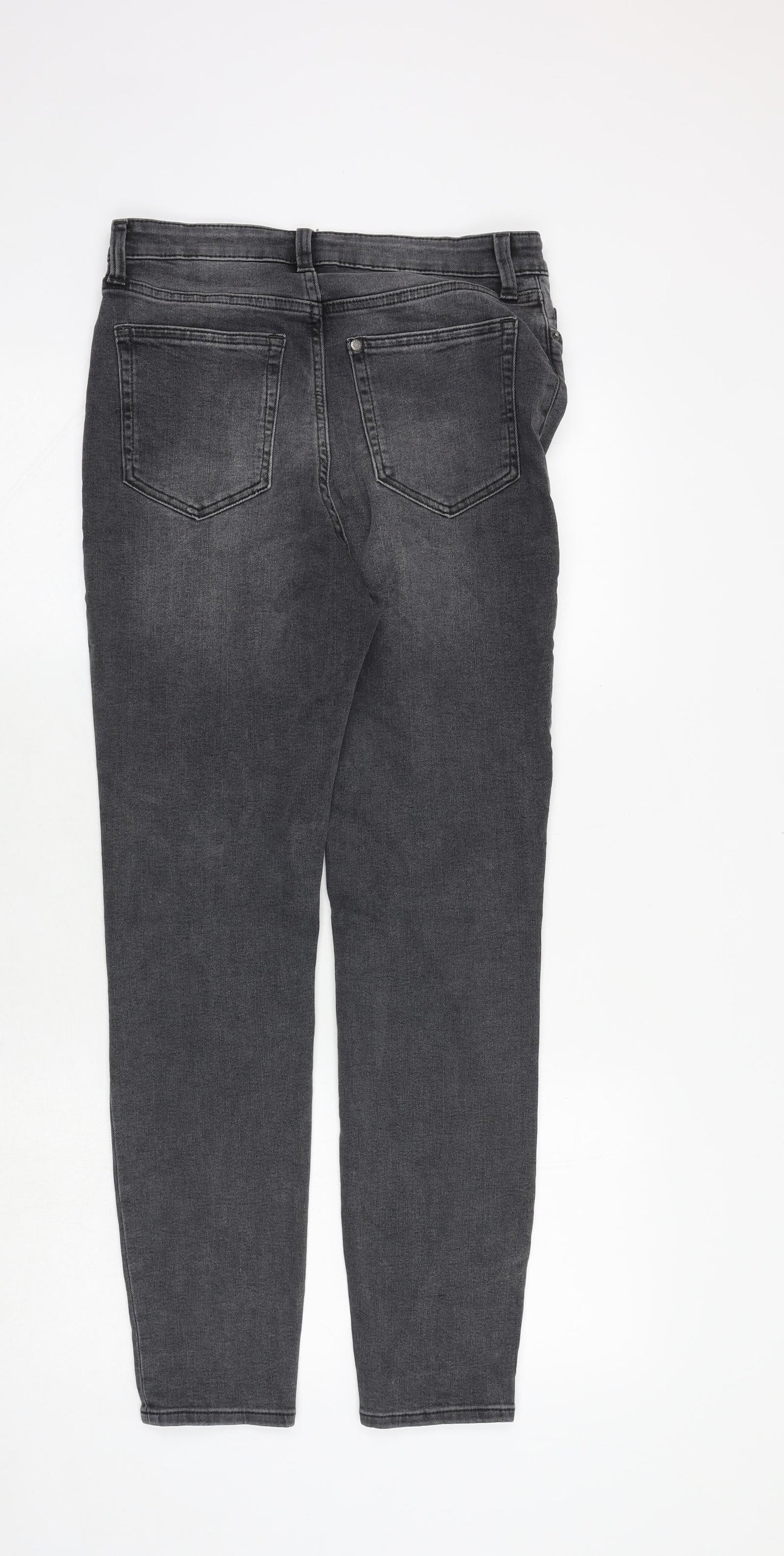 H&M Womens Grey Cotton Skinny Jeans Size 10 Regular Zip