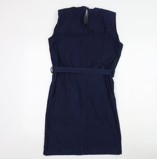NEXT Womens Blue Cotton A-Line Size 8 Round Neck Tie