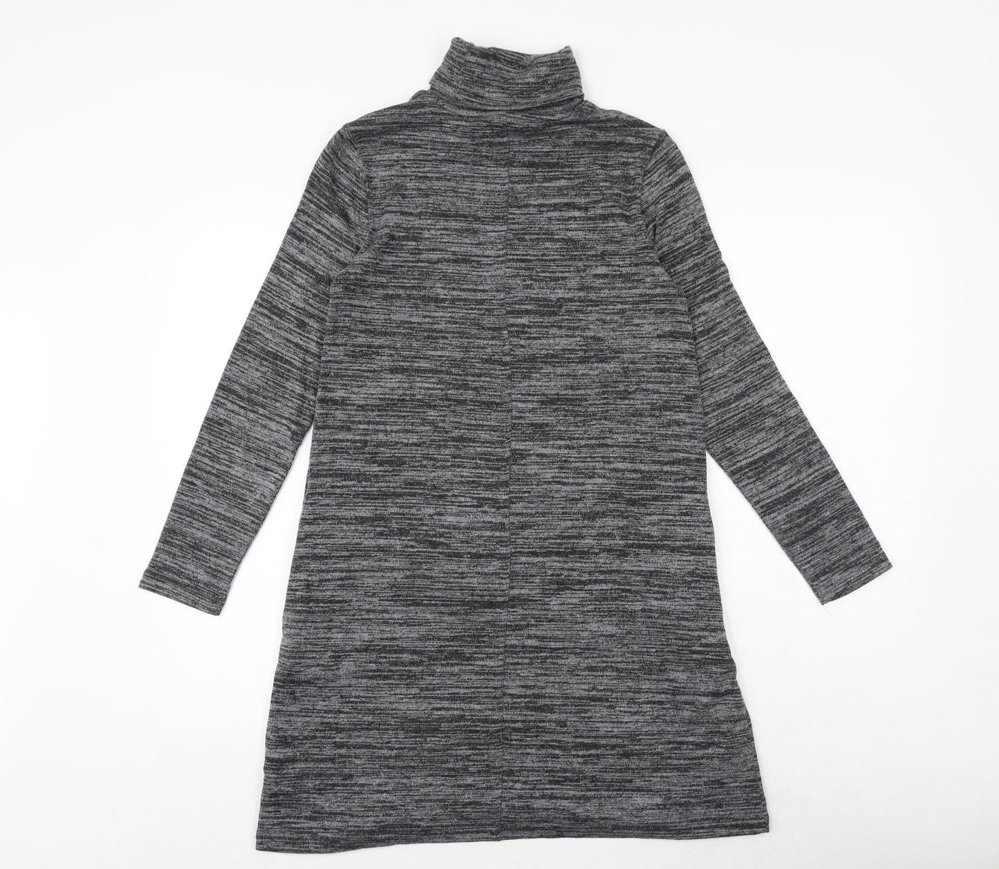 Marks and Spencer Womens Grey Polyester Jumper Dress Size 8 High Neck Pullover