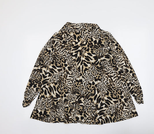 Simon Jeffrey Womens Beige Animal Print Kimono Jacket Size 8 - Leopard Print
