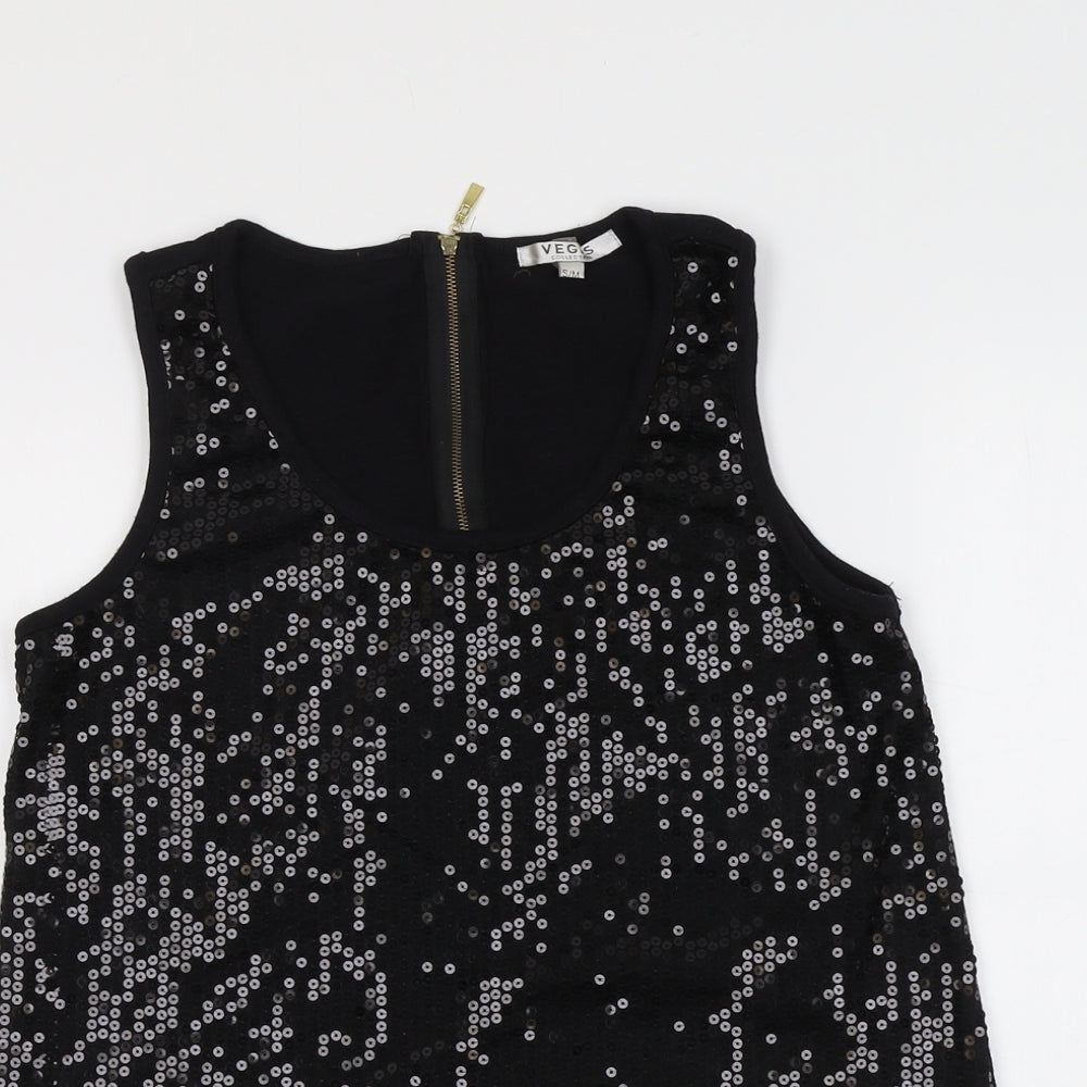 Vegas Womens Black Polyester Basic Tank Size S Scoop Neck - Size S/M