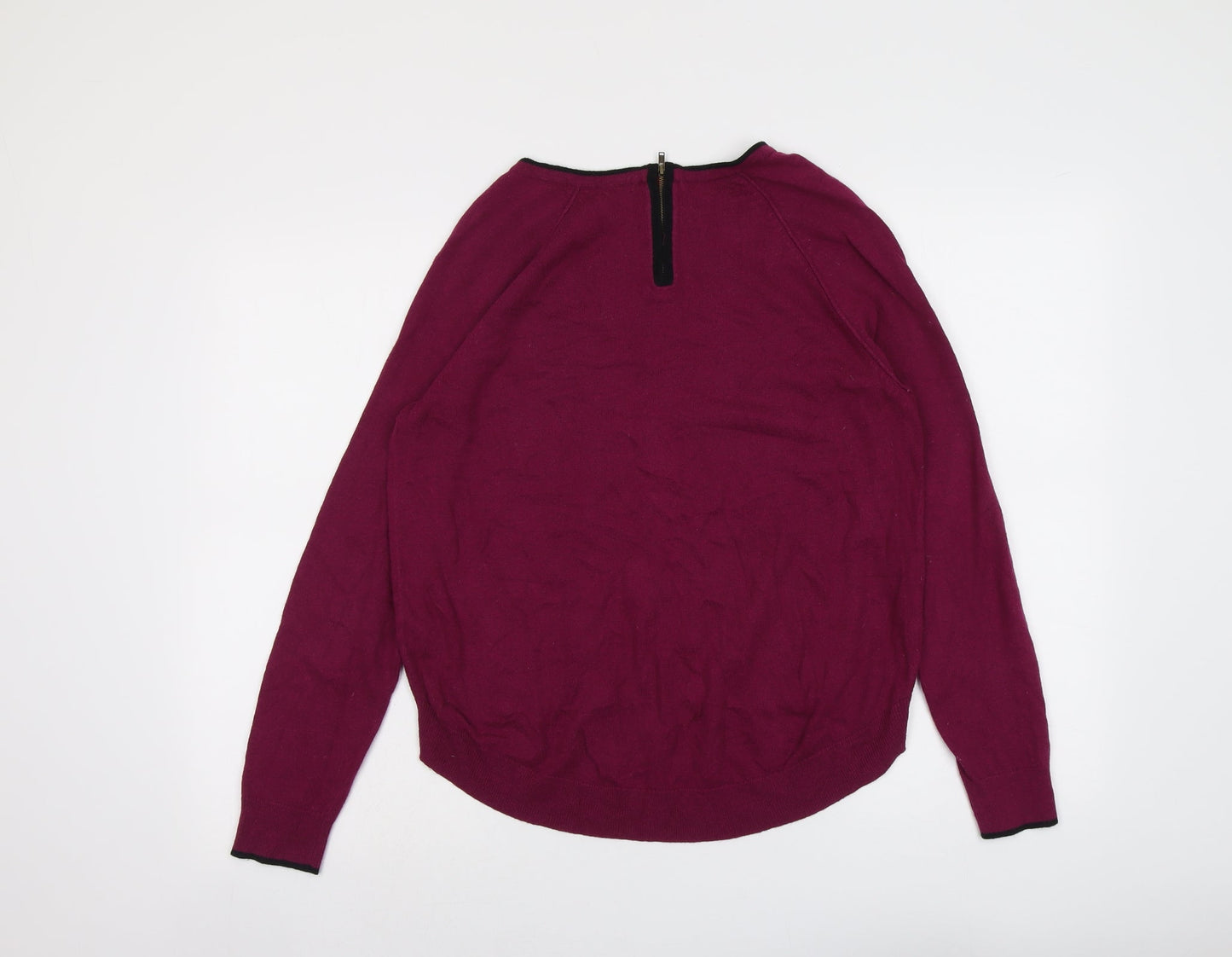 Marks and Spencer Womens Purple Round Neck Viscose Pullover Jumper Size 14
