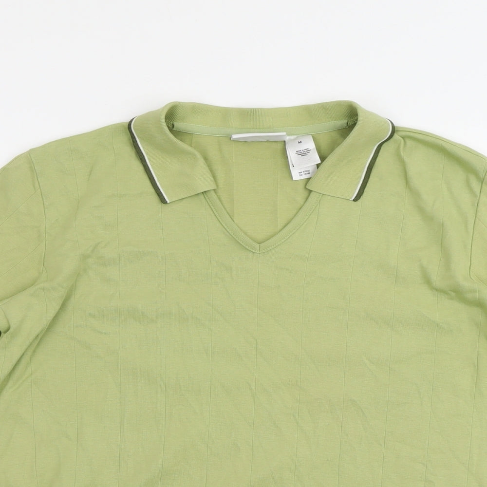 Lizgolf Womens Green Cotton Basic T-Shirt Size M Collared