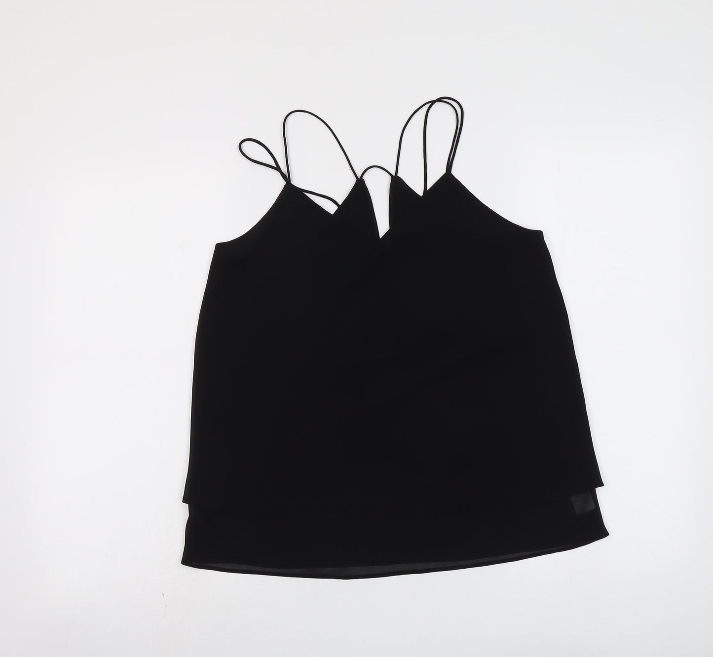 New Look Womens Black Polyester Basic Tank Size 10 V-Neck