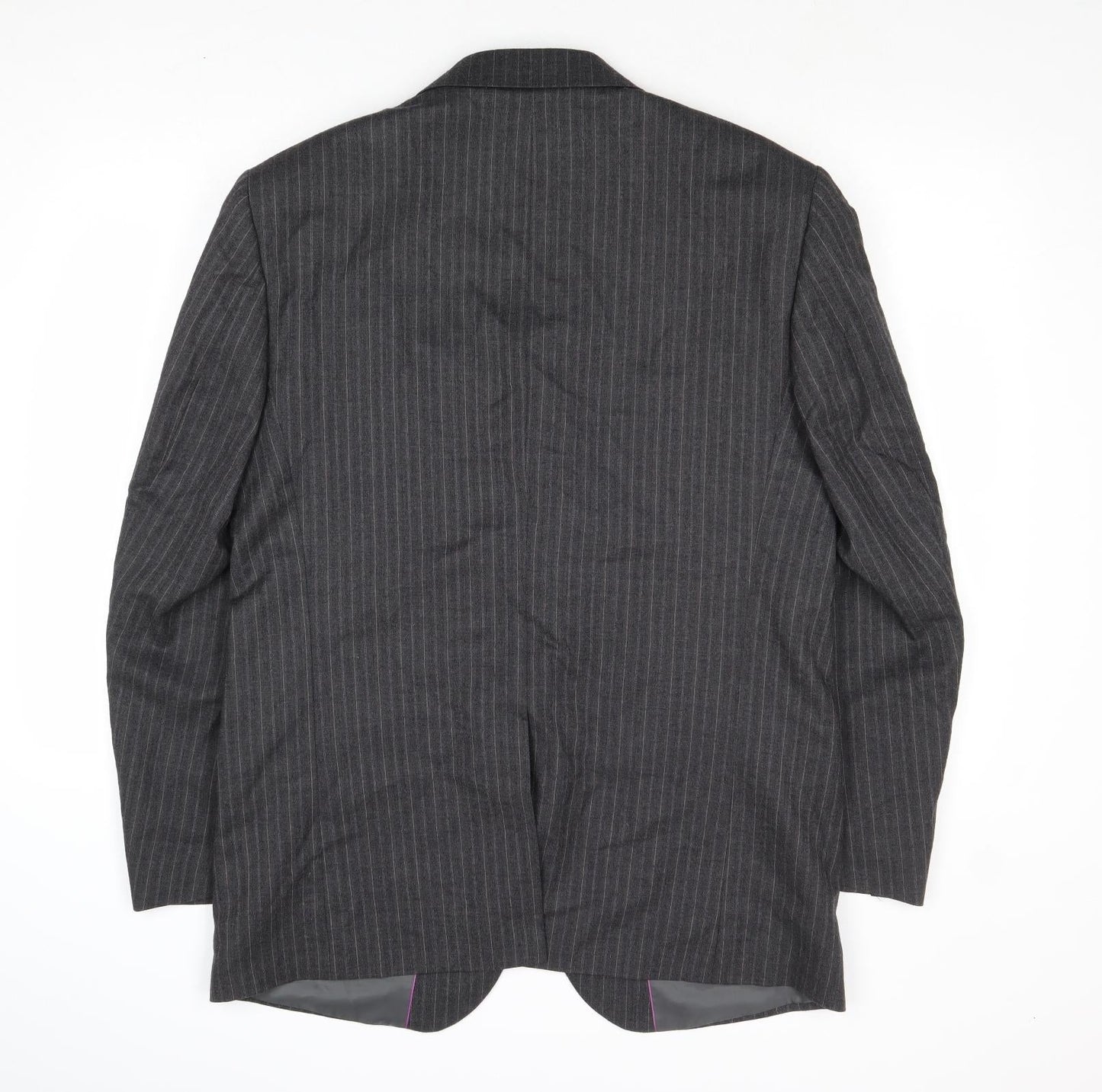 Antich Collection Mens Grey Striped Wool Jacket Suit Jacket Size 40 Regular