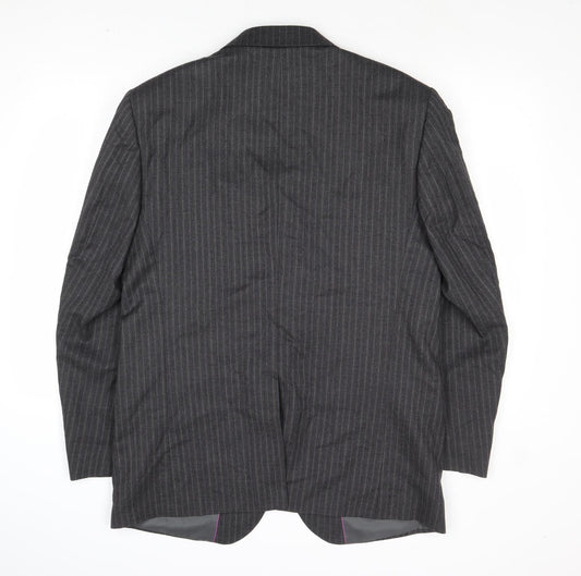 Antich Collection Mens Grey Striped Wool Jacket Suit Jacket Size 40 Regular