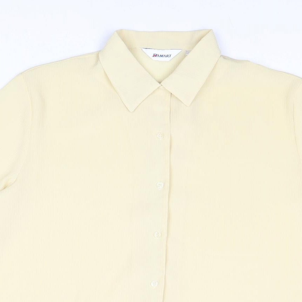 Damart Womens Yellow Polyacrylate Fibre Basic Button-Up Size 16 Collared