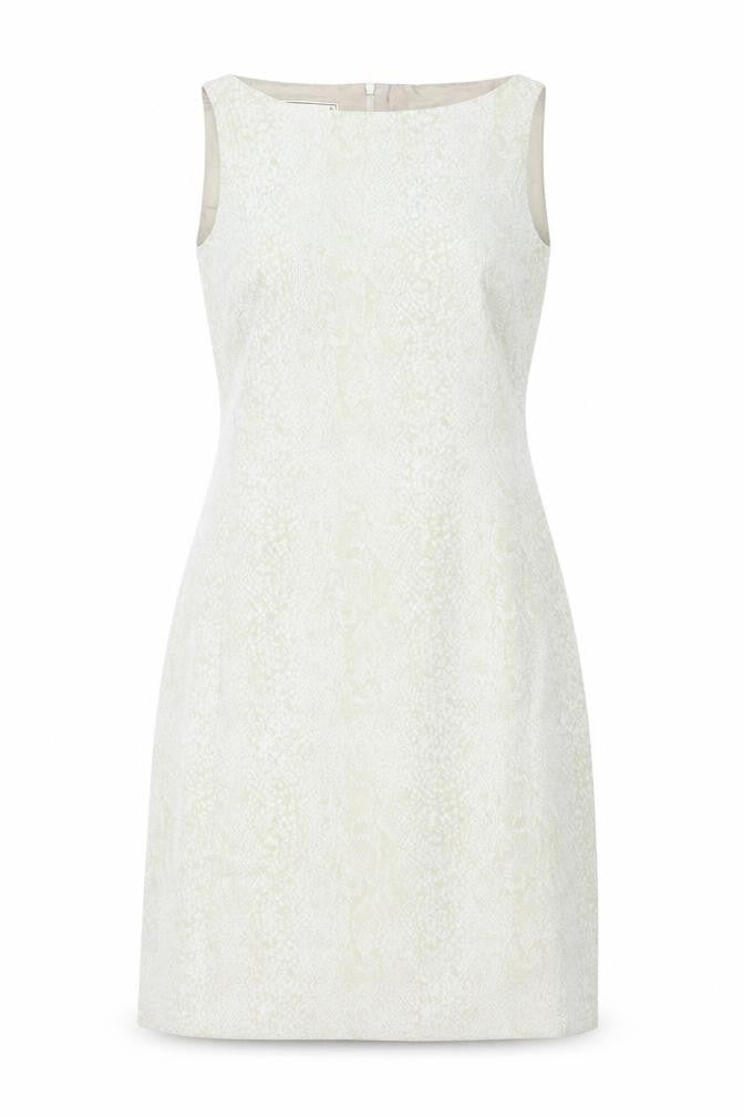 Front view of Roman women’s multicoloured animal print polyester a-line, size UK 10, boat neck zip - snakeskin pattern
