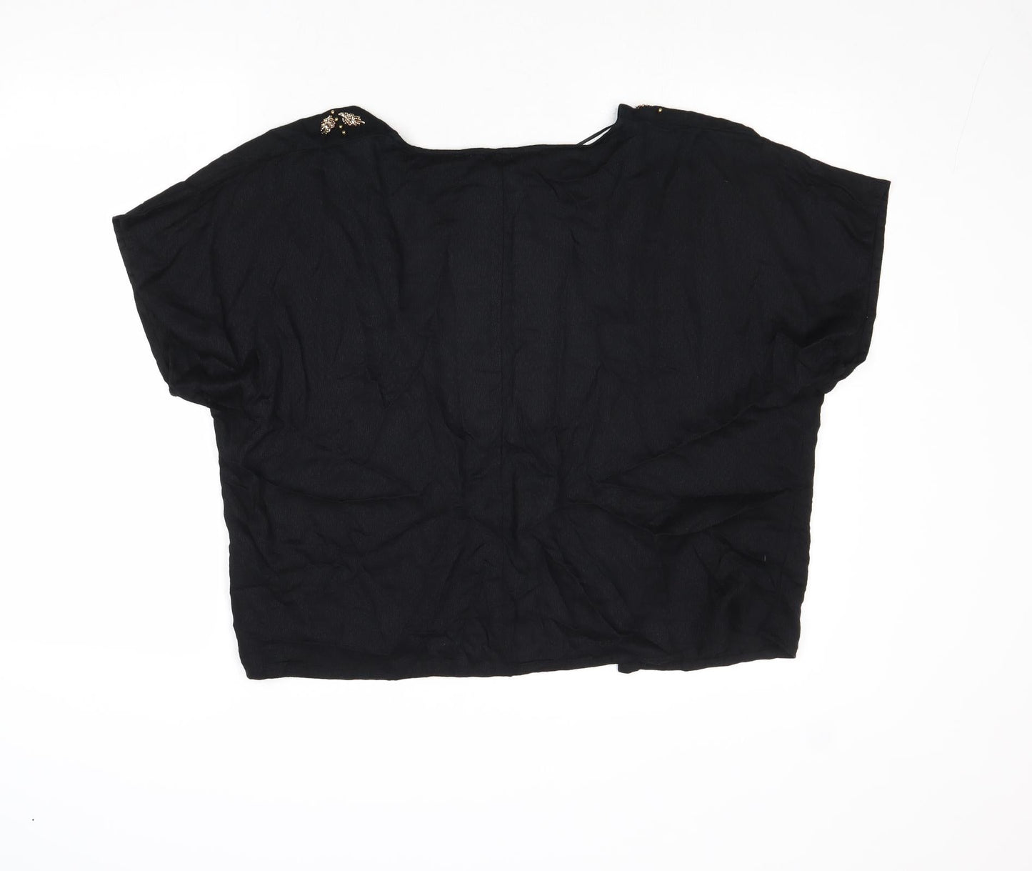 Dorothy Perkins Womens Black V-Neck Viscose Cardigan Jumper Size XS - Embellished